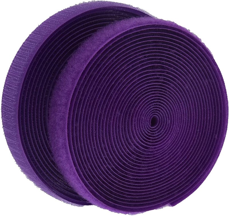 IHKFILAN 5 Yards Sew On Hook and Loop Tape Fastening Nylon Fabric Tape with Non-Adhesive for DIY Craft Interlocking Tape Sewing Fasteners (3/4''Wide, 5 Yard Hook + 5 Yard Loop) for Roll,Purple - Image 1
